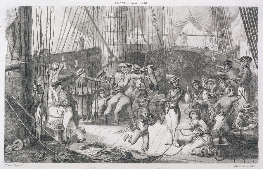 Scene On The Deck Of A French Warship Drawing by Mary Evans Picture ...