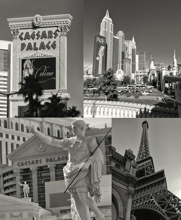 Scenes from Las Vegas Black and White Digital Art by Cathy Anderson