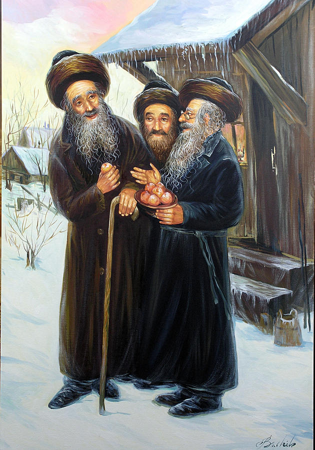 The Village Painting - Scenes of Jewish life 4 by Haim Buhel