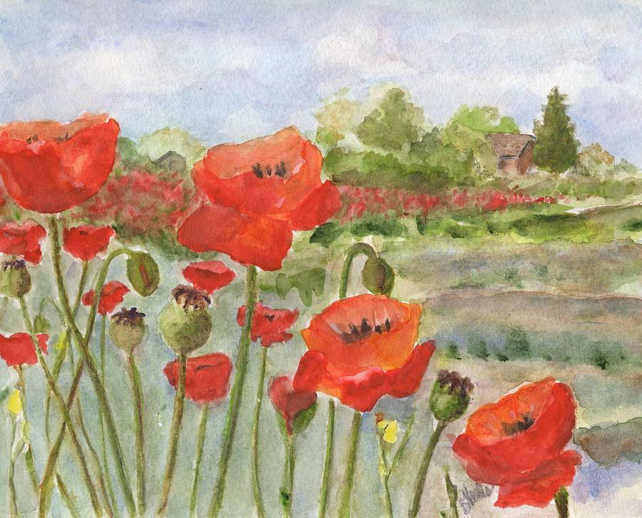 Scenes of Poppies Painting by Bev Veals