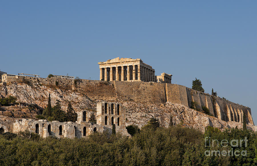 Scenic Twilight View Of Acropolis Photograph by Bill Bachmann