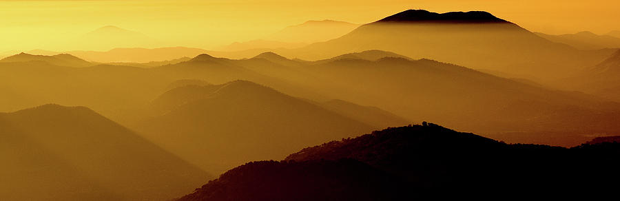 Scenic View Of Foggy Mountains At Dusk Photograph by Panoramic Images
