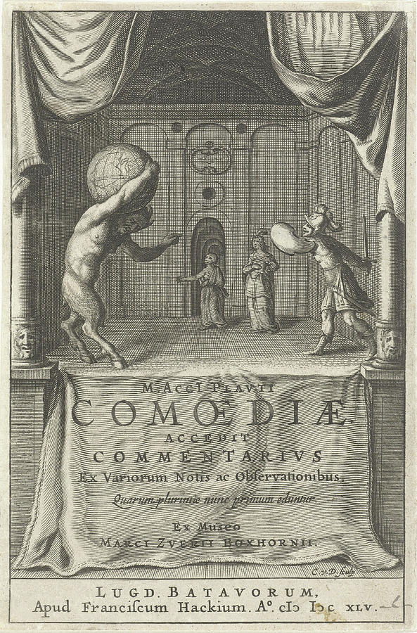 Globe Drawing - Scenic With Satyr That World Globe On Shoulders And Soldier by Cornelis Van Dalen (i) And Franciscus Hackius