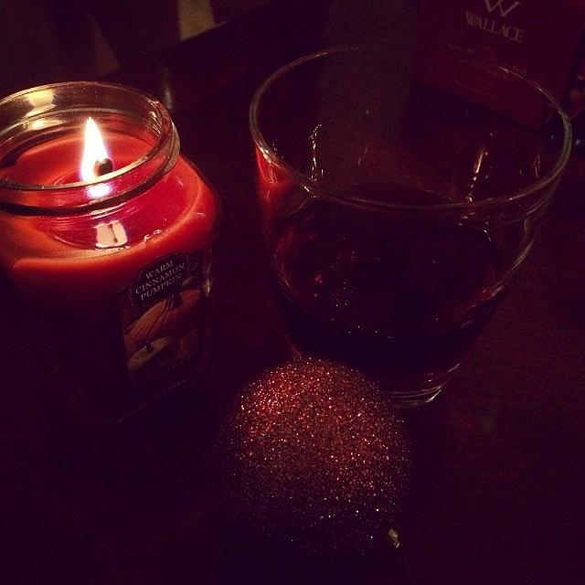 Scented Candles, Red Wine And Christmas Photograph by Jordan Ferrante
