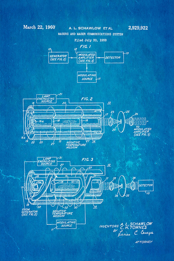 Vintage Photograph - Schawlow Laser Patent Art 1960 Blueprint by Ian Monk