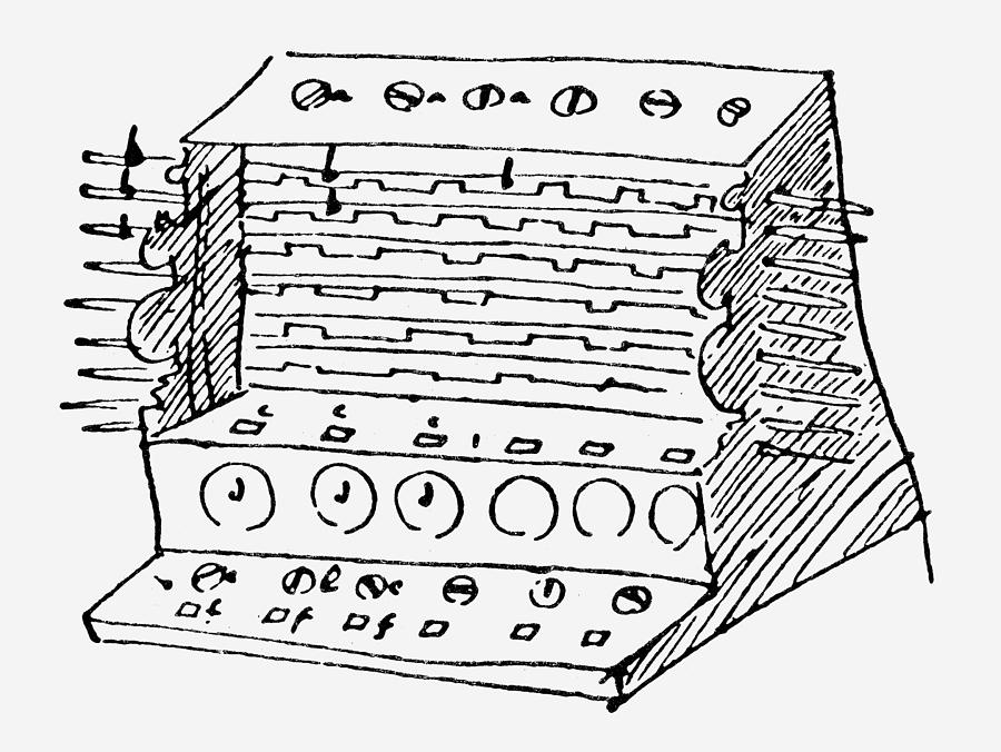 Calculator Drawing - Schickard Calculator by Granger