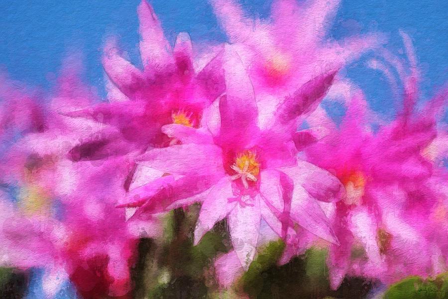 Schlumbergera in Bloom - Pink Painting by Sandy MacGowan