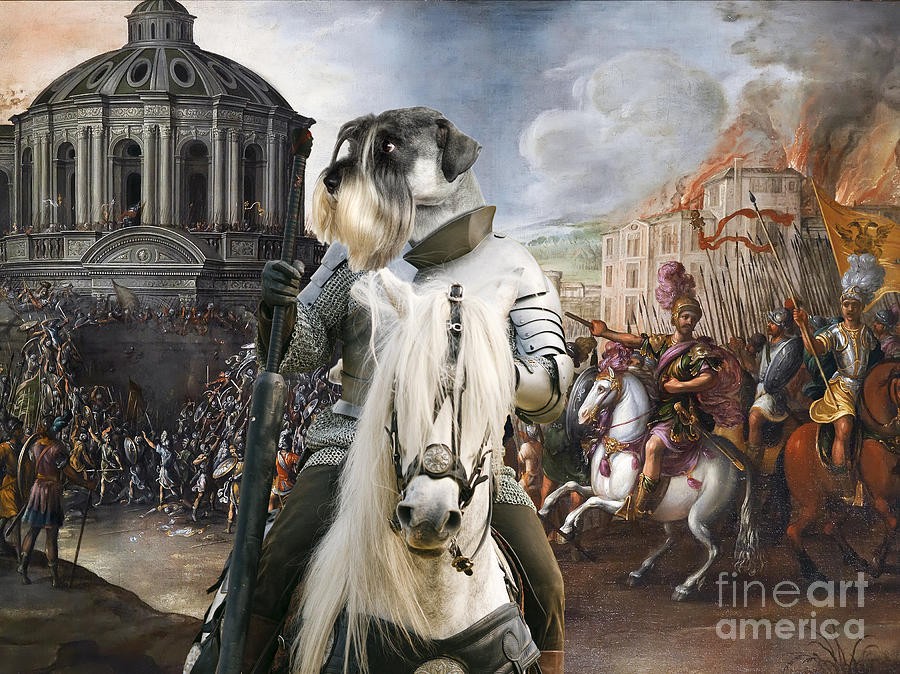 Dog Painting - Schnauzer Art - A siege the Sack of Rome   by Sandra Sij