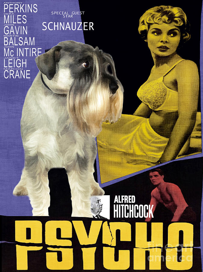 Schnauzer Art Canvas Print - Psycho Movie Poster Painting by Sandra Sij ...