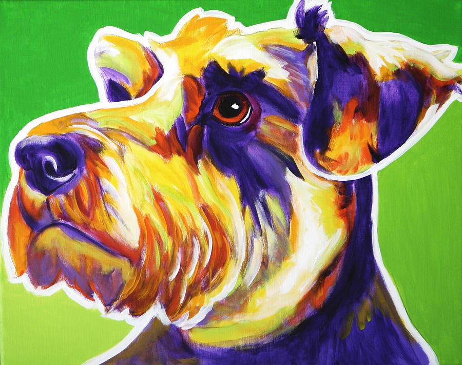 Portrait Painting - Schnauzer - Elroy by Dawg Painter