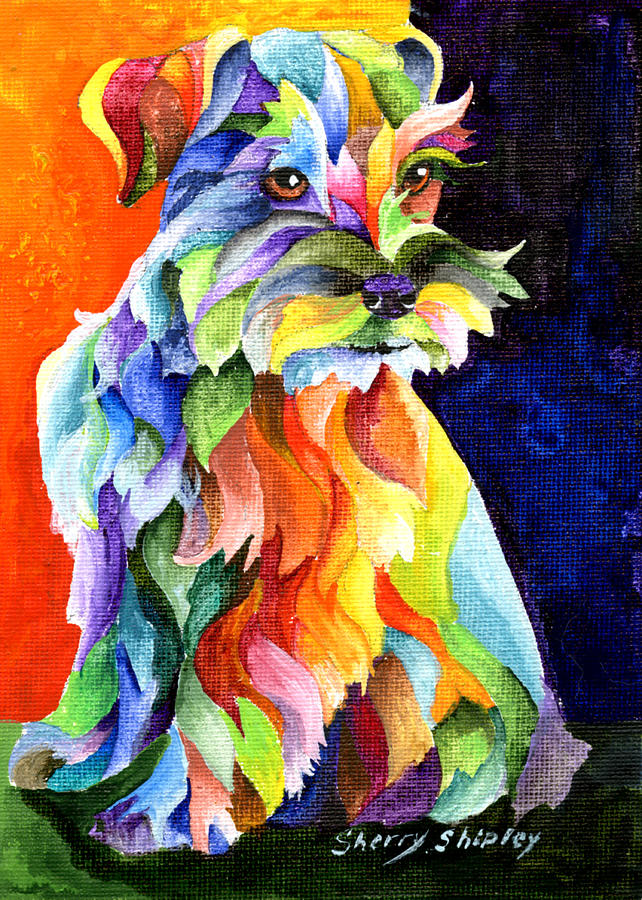 Dog Painting - Schnauzer Too by Sherry Shipley