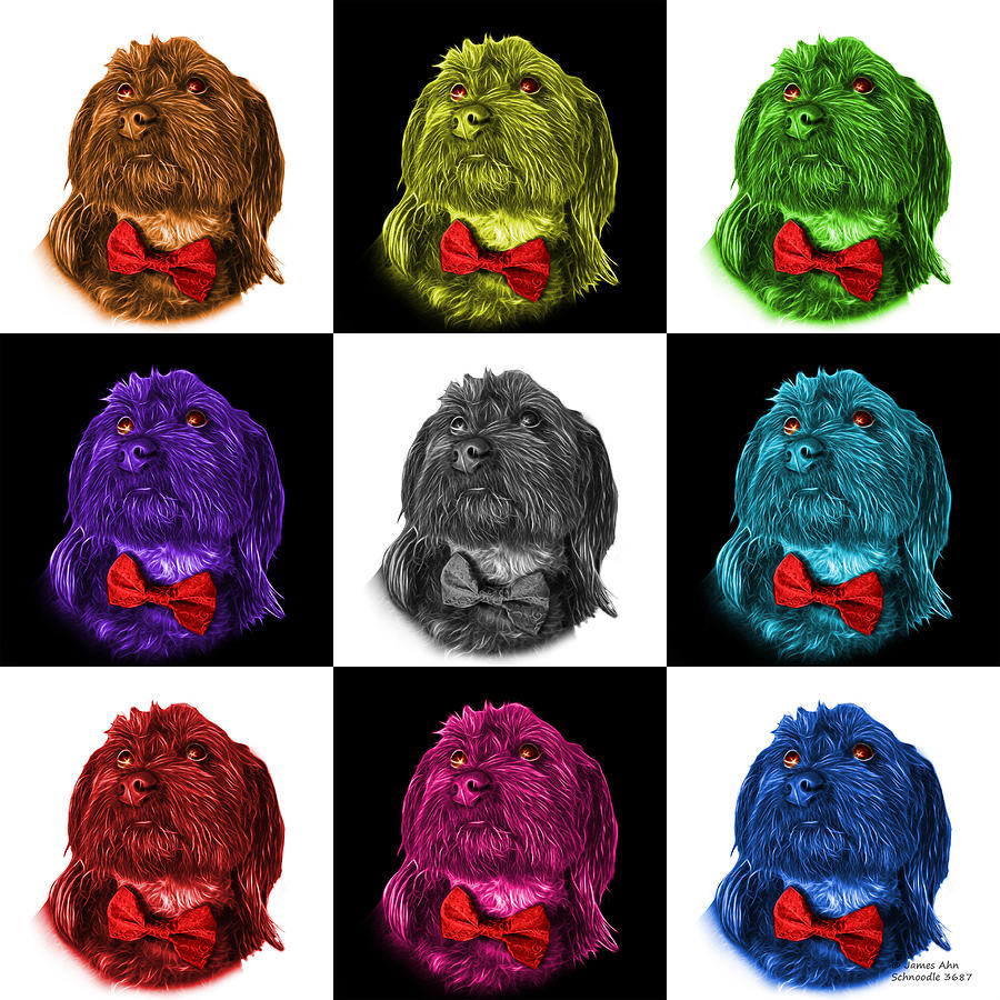 Schnoodle Pop Art 3687 - V2 - M Painting by James Ahn