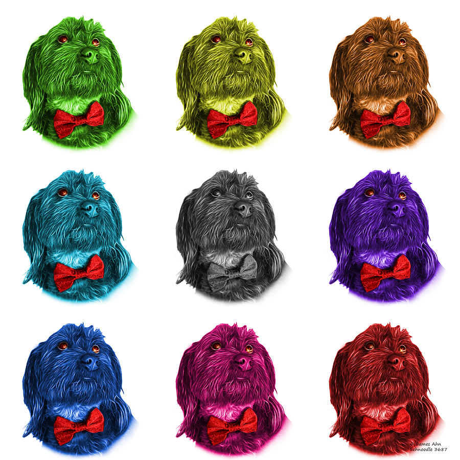 Schnoodle Pop Art 3687 - WB - M Painting by James Ahn
