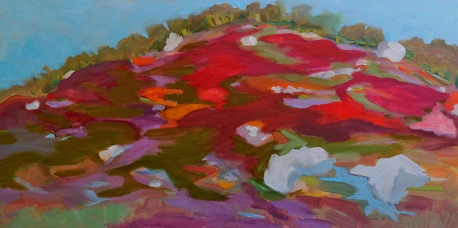 Schoodic Trail Blueberry Hill Painting by Francine Frank