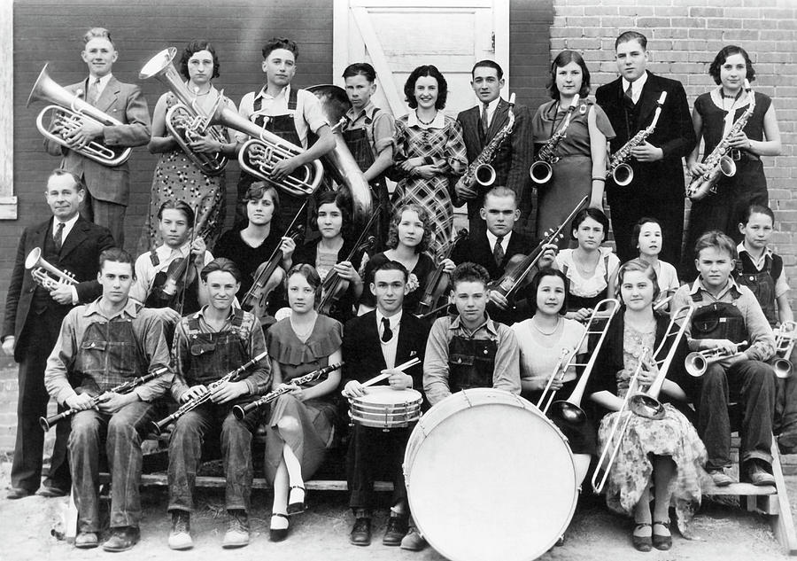 School Band Portrait Photograph by Underwood Archives