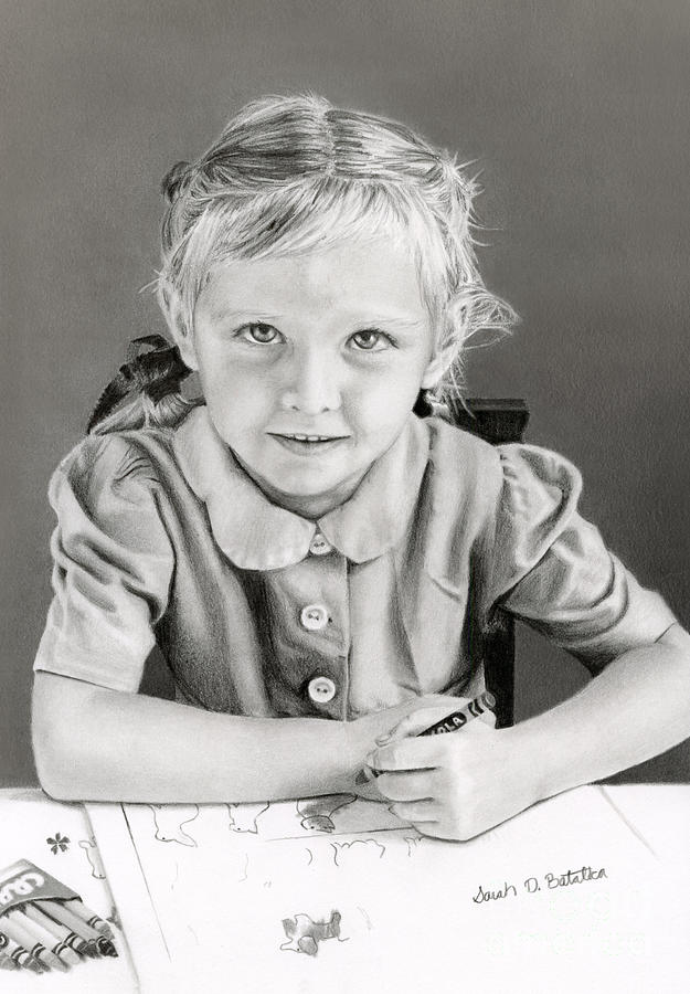 Crayon Drawing - School Days 1948 by Sarah Batalka