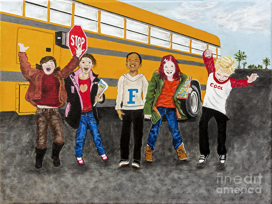 School Painting - School is Out by Barbara Heinrichs by Sheldon Kralstein