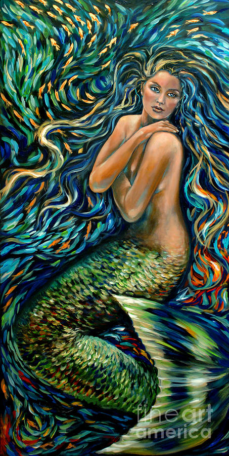 Mermaid Painting - School of Minnows by Linda Olsen