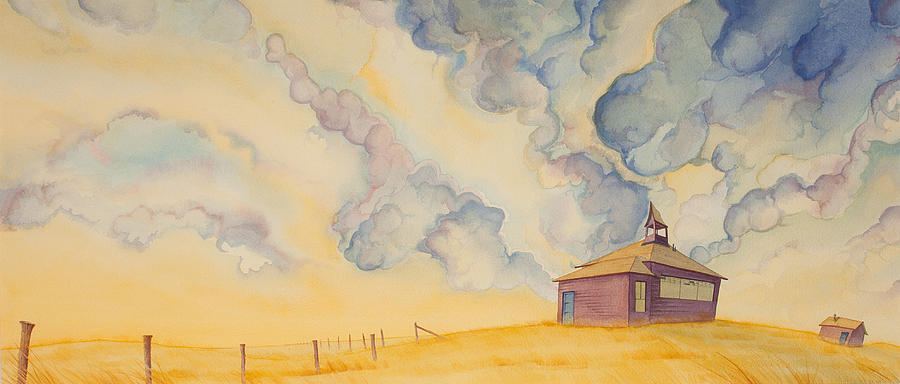 High Plains Painting - School On The Hill by Scott Kirby