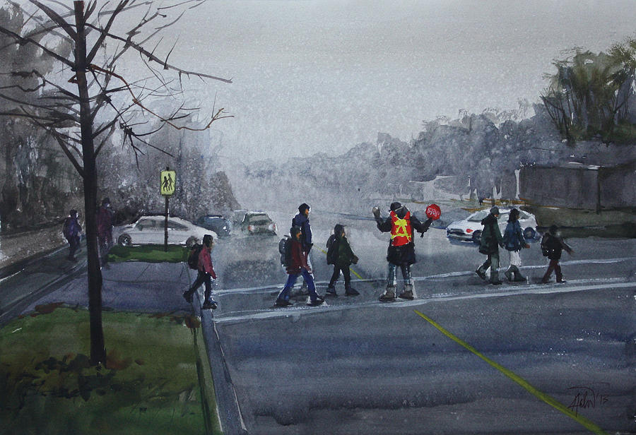 Nature Painting - School Traffic by Helal Uddin