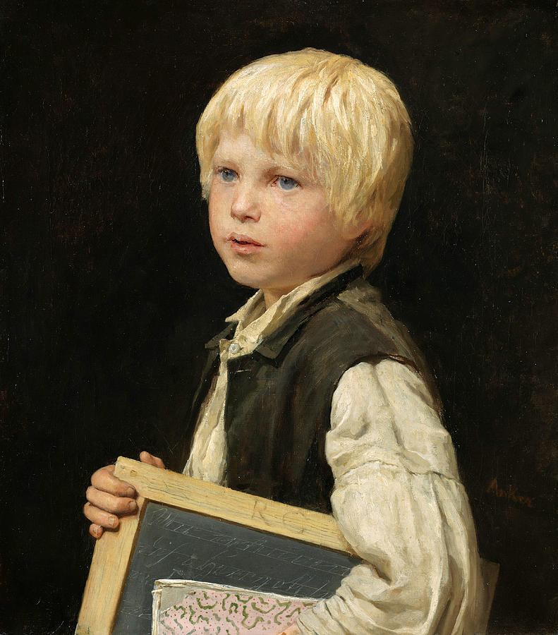 Schoolboy Painting by Albert Anker