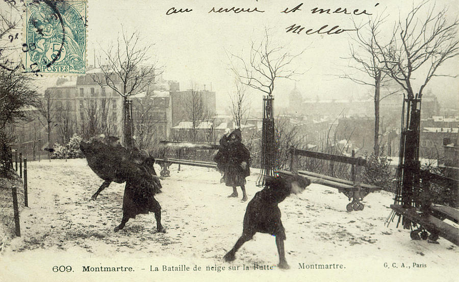 Paris Photograph - Schoolboys Take Advantage Of The Snow by Mary Evans Picture Library Paris Photograph - Schoolboys Take Advantage Of The Snow by Mary Evans Picture Library