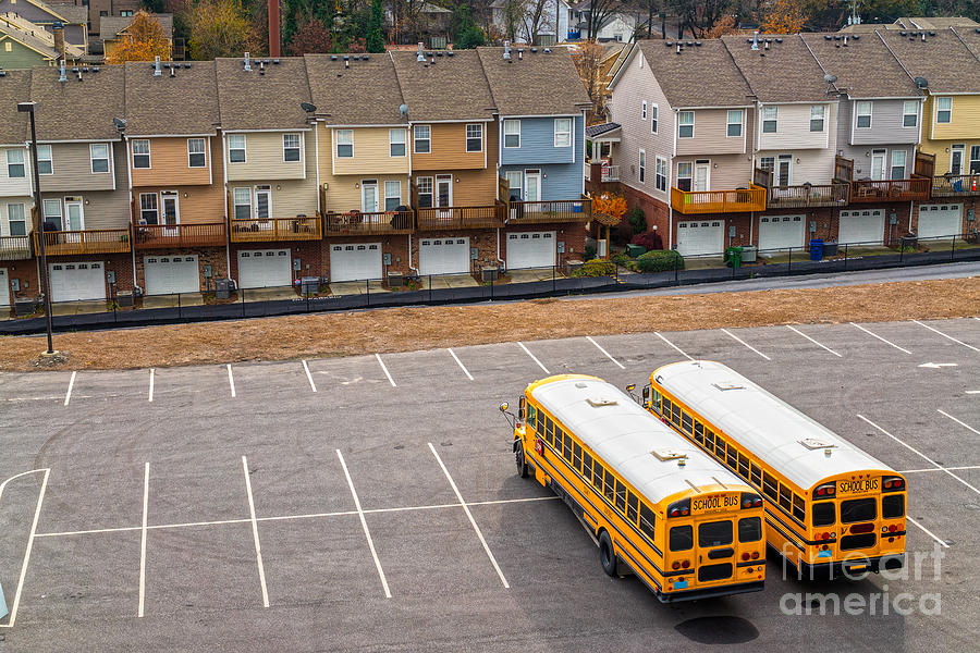 Schoolbuses and colorful houses - Atlanta - Georgia Photograph by Luciano Mortula