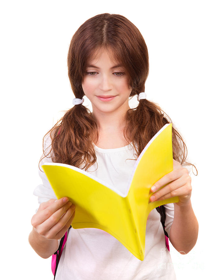 Schoolgirl reading book Photograph by Anna Om - Fine Art America