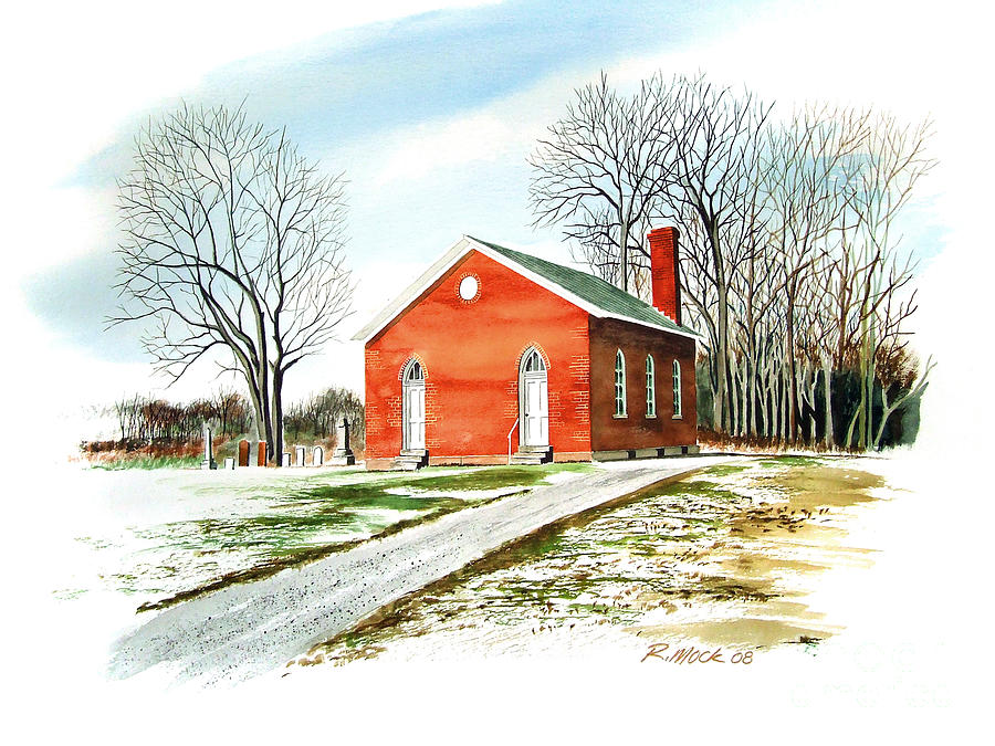 Schoolhouse in winter Painting by Rick Mock