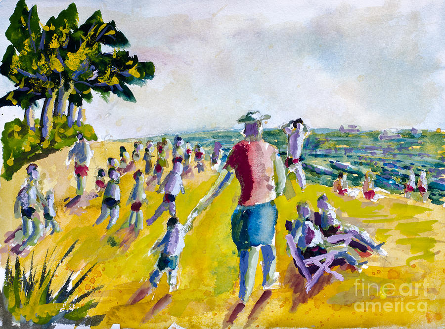 Schools Out on the Beach Painting by Walt Brodis