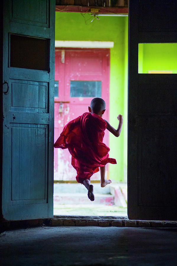 Schools Out - Young Monk Heading Out To Photograph by Kirklandphotos Schools Out - Young Monk Heading Out To Photograph by Kirklandphotos