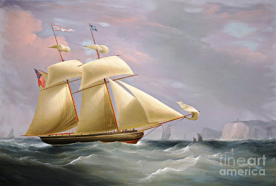 Schooner Amy Stockdale off Dover Painting by Thea Recuerdo