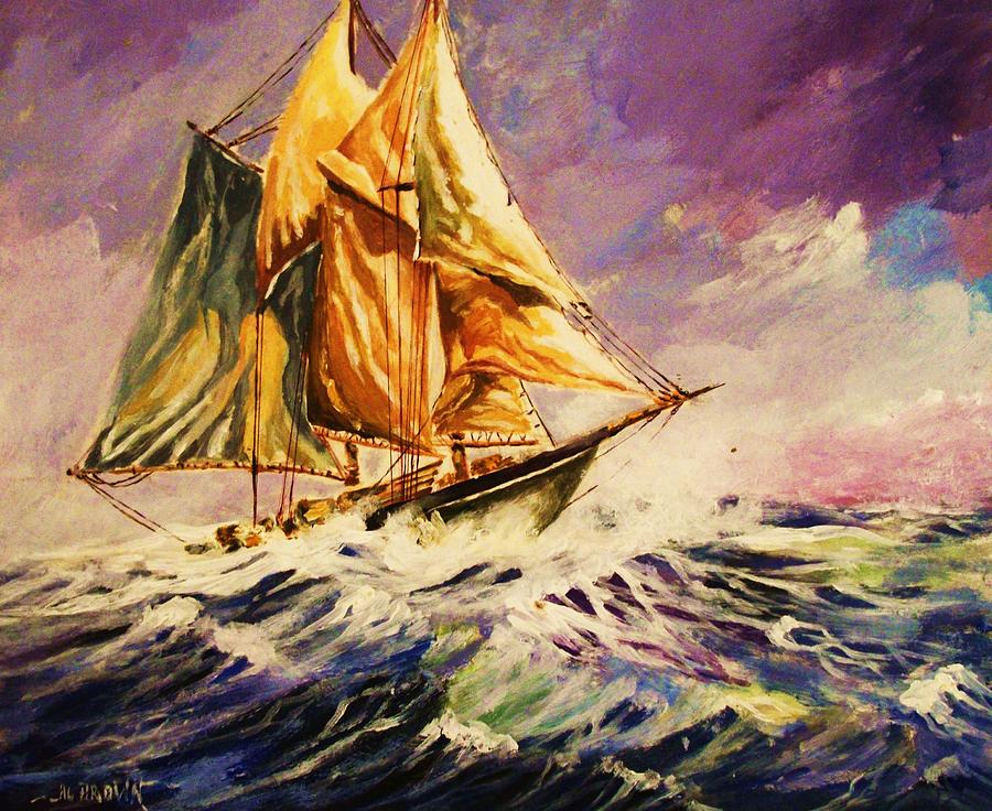 Schooner in a Squall Painting by Al Brown