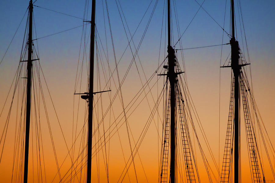 Boat Photograph - Schooner Masts Marthas Vineyard by Carol Leigh