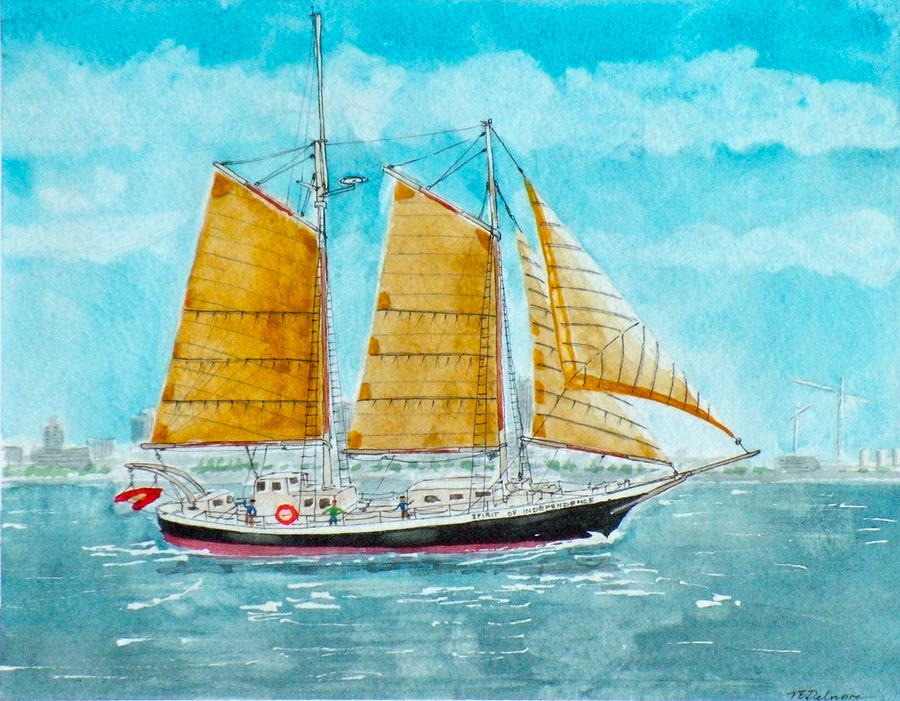 Schooner Spirit of Independence Painting by Vic Delnore