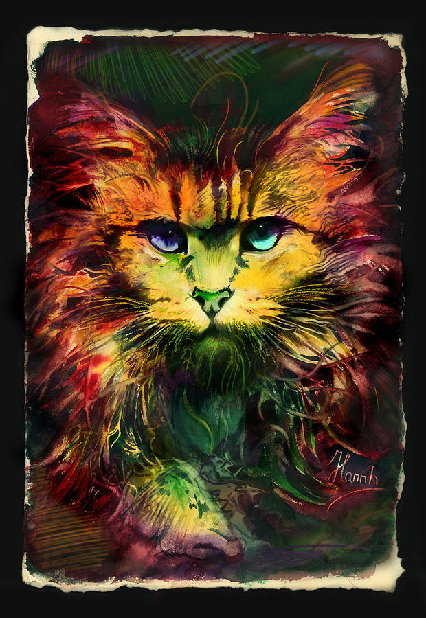 Cat Painting - Schrodingers Cat by Anna Ewa Miarczynska