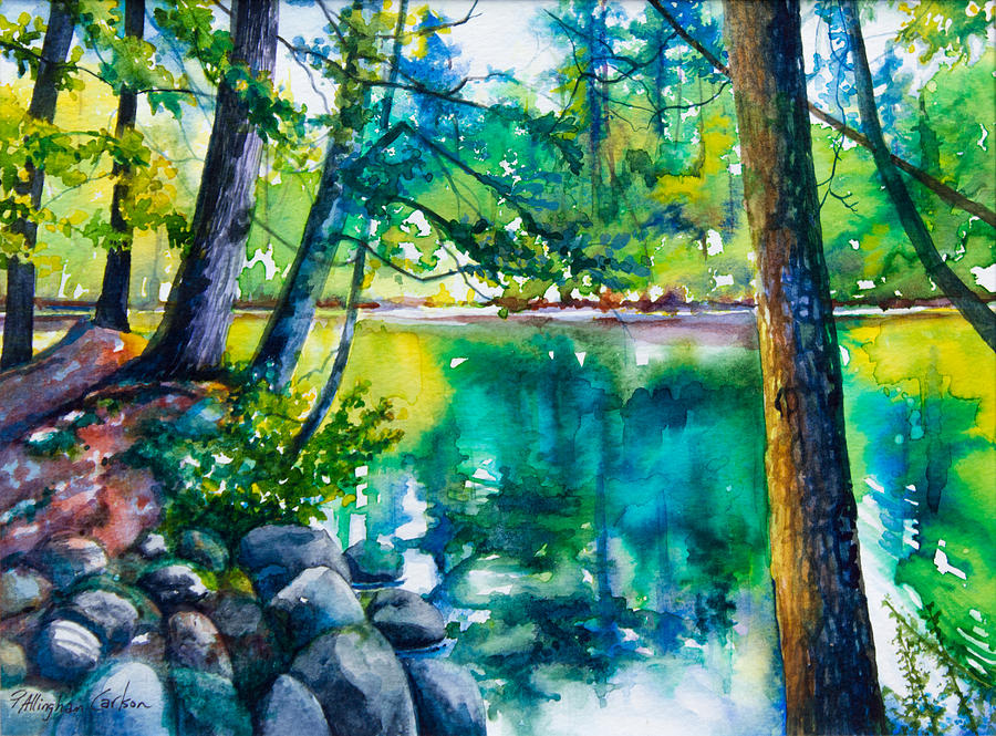 Schroon River View Painting by Patricia Allingham Carlson