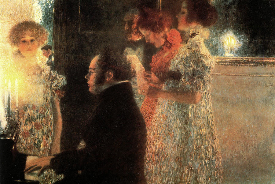Gustav Klimt Painting - Schubert at the Piano by Gustav Klimt