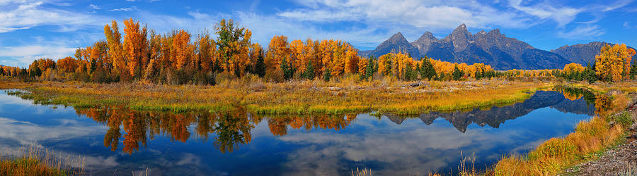 Schwabacher Autumn Reflections Panorama Photograph by Greg Norrell