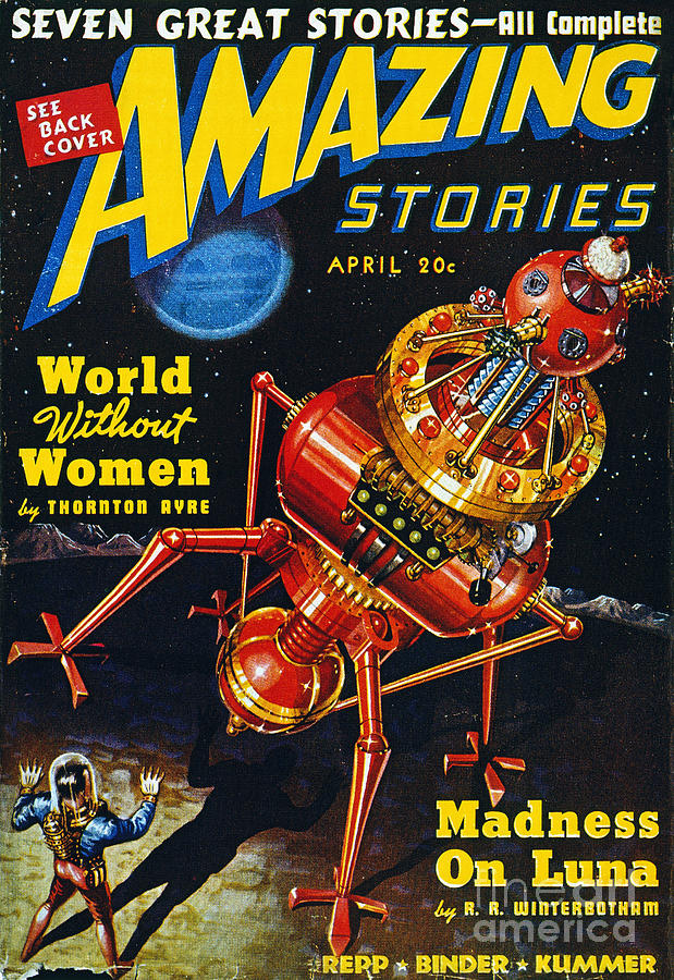 Amazing Stories Magazine, 1939 Drawing by Robert Fuqua