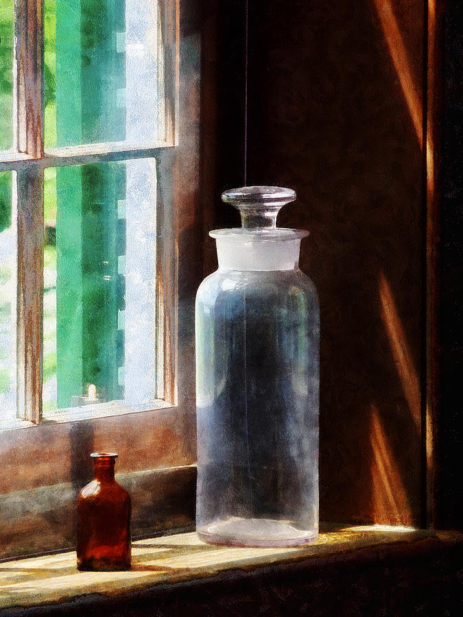 Science - Reagent Bottle and Small Brown Bottle Photograph by Susan Savad