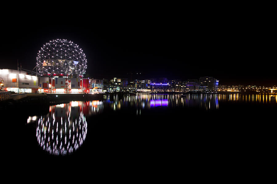 Architecture Photograph - Science world Vancouver night skyline by Eti Reid