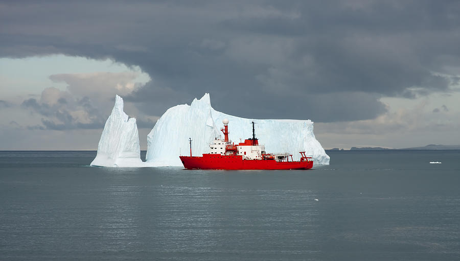 Scientific ship on a mission in Antarctica Photograph by VichoT