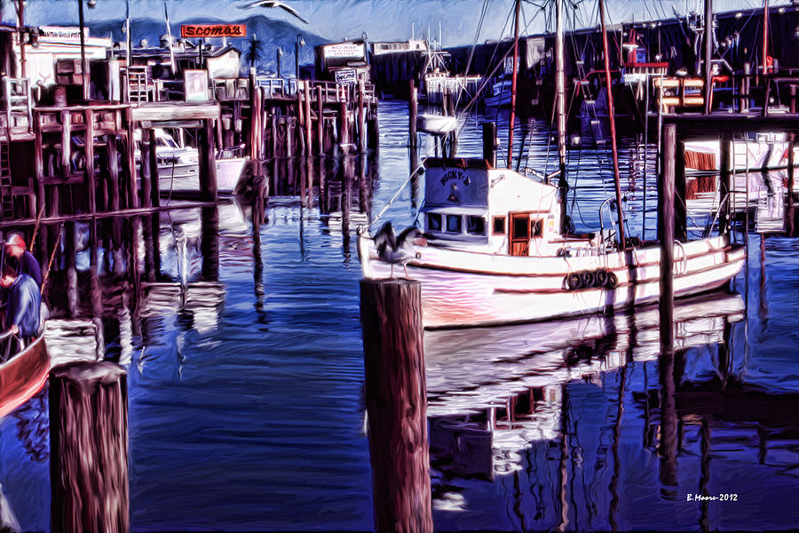 Boat Digital Art - Scomas Seafood by Barry Moore
