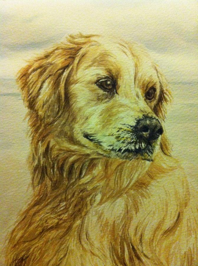 Dog Painting - Scooby the Golden Retriever by Julie Bunt