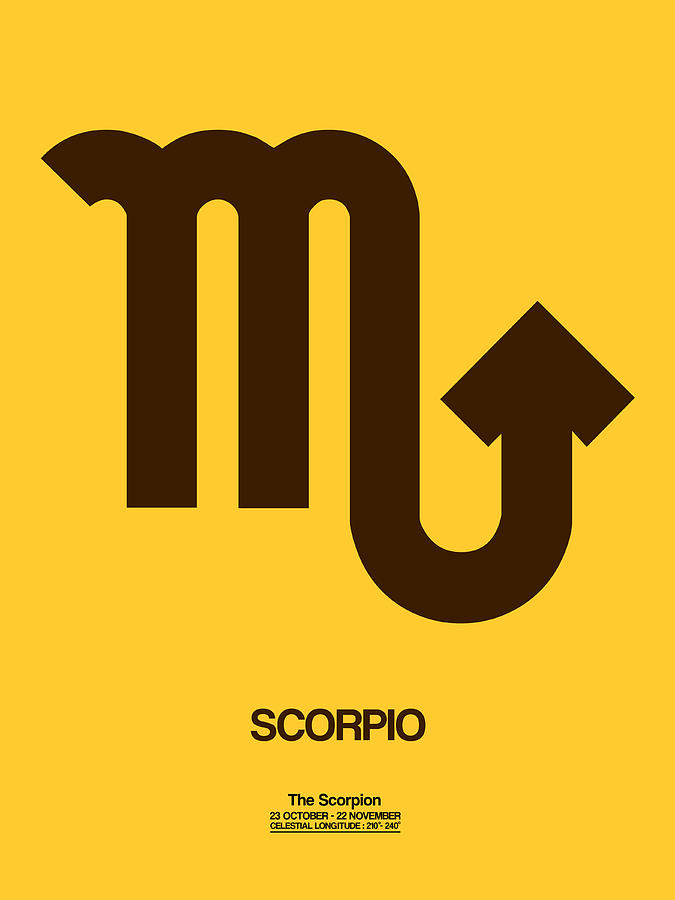 Scorpio Digital Art - Scorpio Zodiac Sign Brown by Naxart Studio