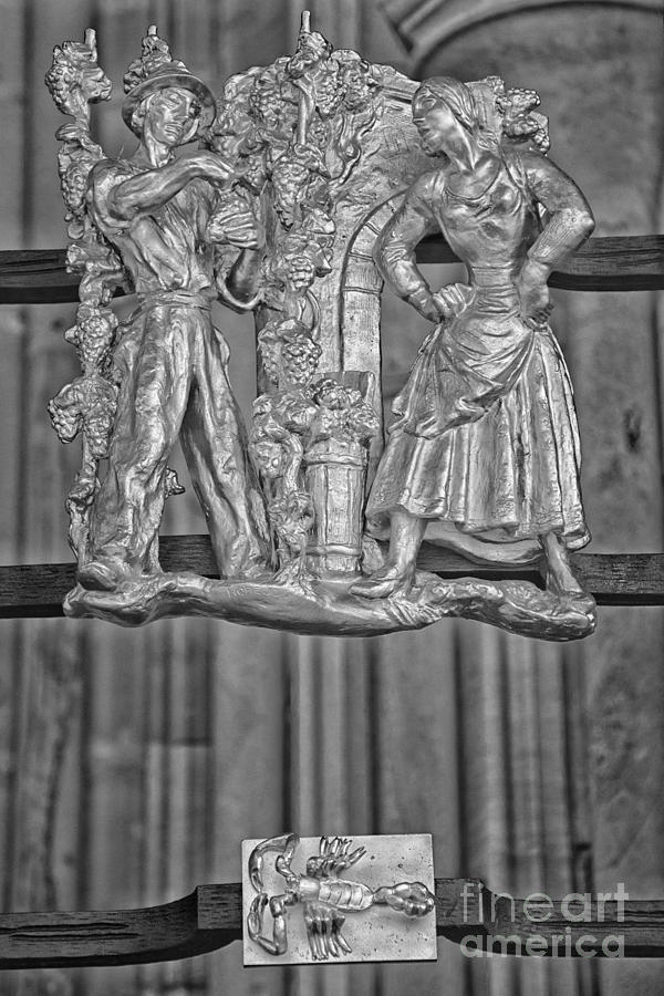 Sign Photograph - Scorpio Zodiac Sign - St Vitus Cathedral - Prague - Black and White by Ian Monk