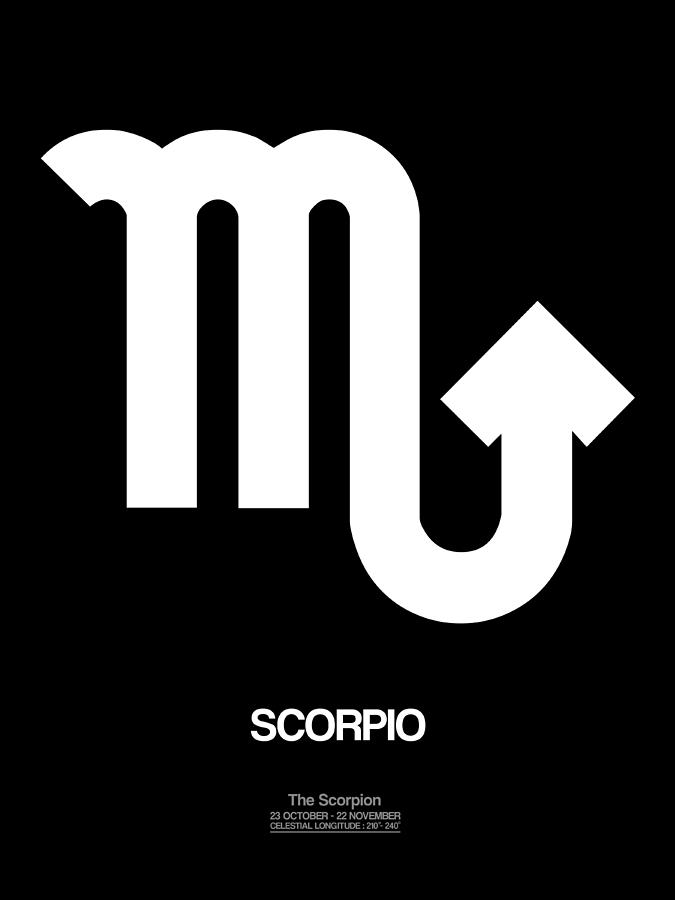 Scorpio Digital Art - Scorpio Zodiac Sign White by Naxart Studio