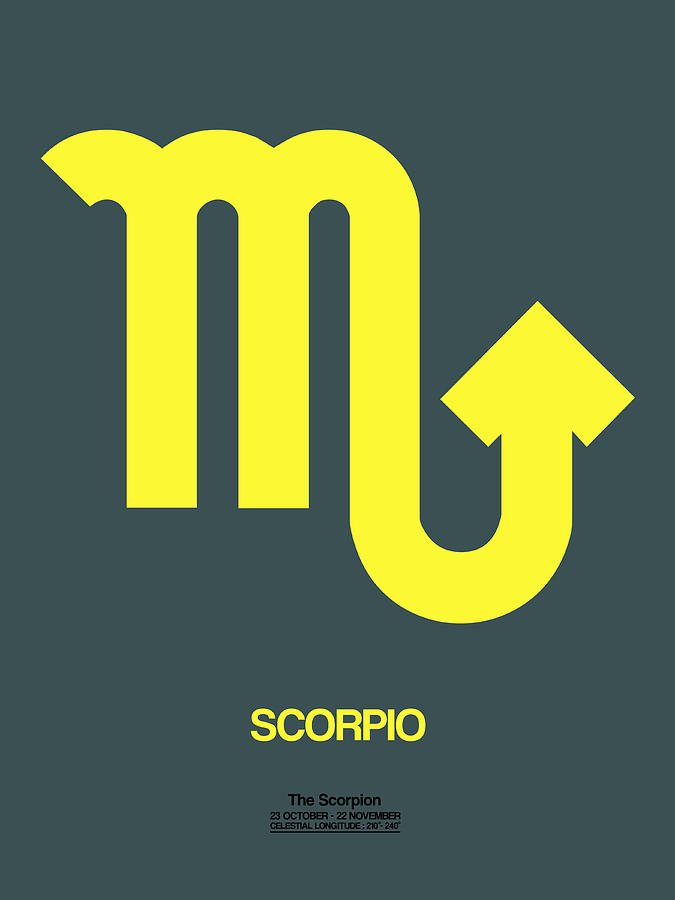 Scorpio Digital Art - Scorpio Zodiac Sign Yellow by Naxart Studio