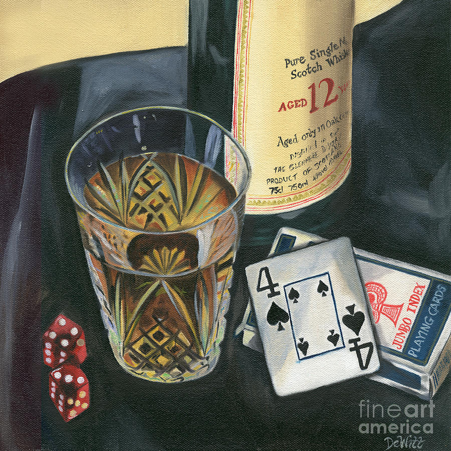 Dice Painting - Scotch and Cigars 2 by Debbie DeWitt